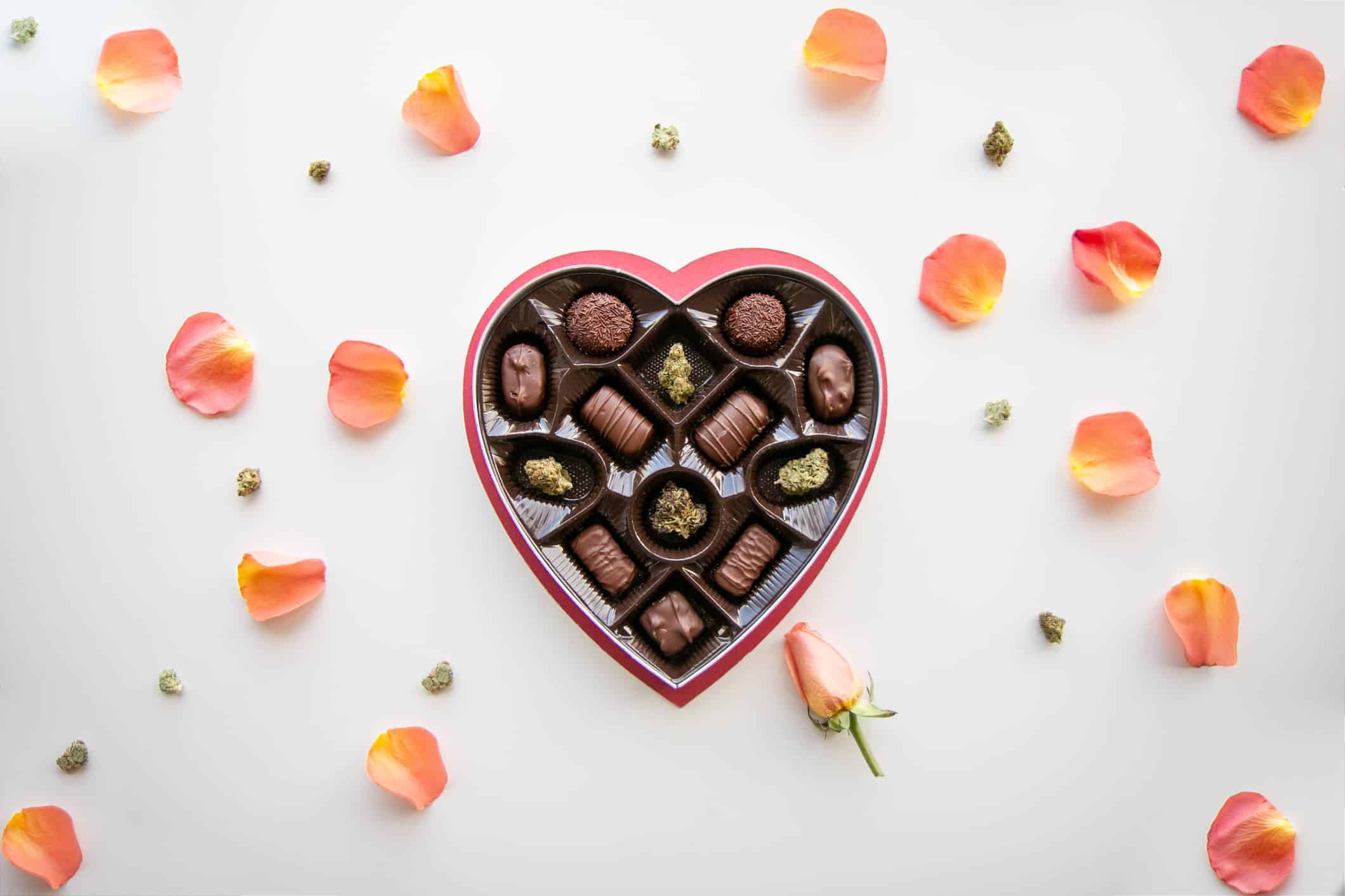 Marijuana Valentine's Day Chocolate Box with Cannabis Buds